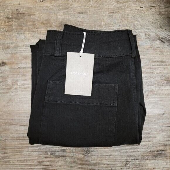 NEW Everlane The Organic Straight-Leg Pant High Rise in Black Size 6 Womens - Picture 4 of 11
